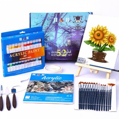 52pcs  art set  Acrylic Paint Artist Set Includes Colorful Acrylic Paints, Brushes, Canvas, and Palette