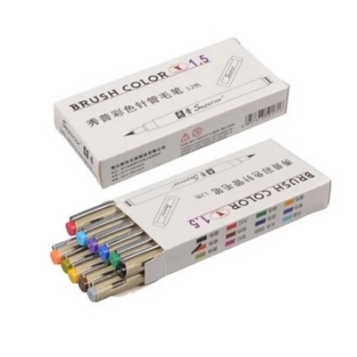 12 Colors Watercolor Painting Technical Drawing Brush Marker Pen